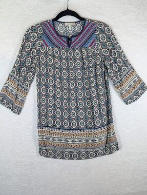 360-Flying Tomato Boho Tunic in Teal, Cream, Navy and Tan ( 9-10 Y)